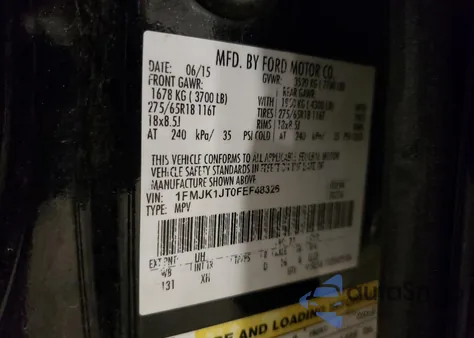 2015 Ford Expedition El Xlt from USA, damaged, VIN 1FMJK1JT0FEF48326